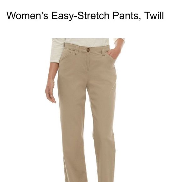 LL Bean Easy Pants Stretch Twill Khaki Pants Sz 16 NWT - Picture 4 of 12